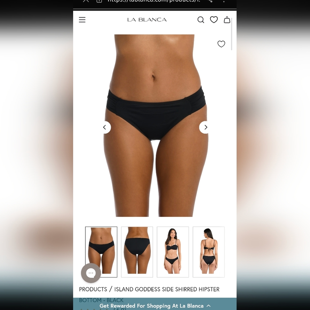 La Blanca Black Side Shirred Hipster Bikini Bottom